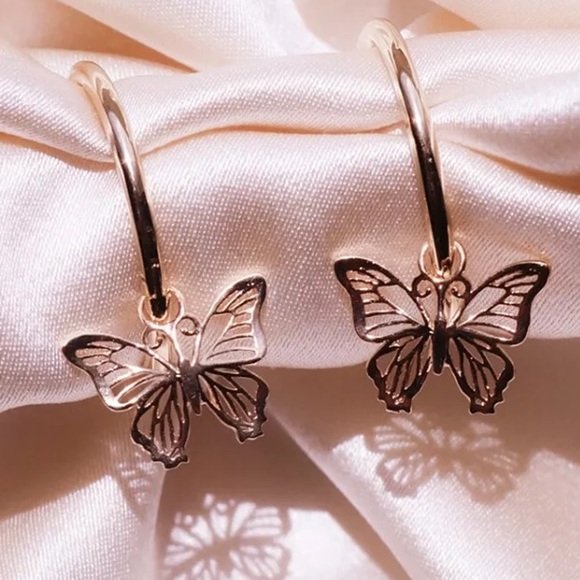 18K gold plated butterfly earrings - Picture 3 of 4